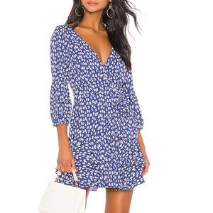 Likely Floral Long Sleeve Dress in Blue and White